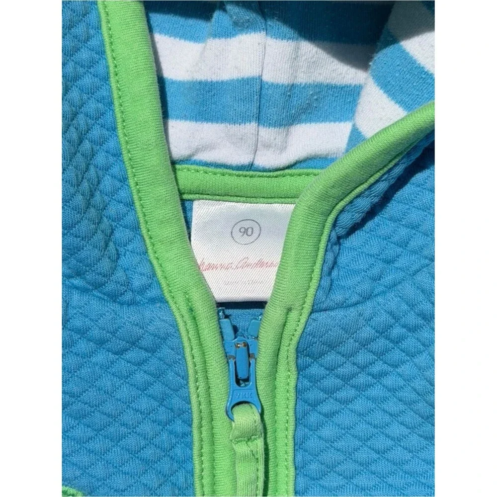 Hanna Andersson Quilted Blue Hoodie Jacket 2T Dog Appliqué Scandinavian Playwear